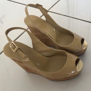 Jimmy Choo Nude Prova Patent Leather Wedges